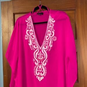 Elegant Pink Beaded Swim Sarong